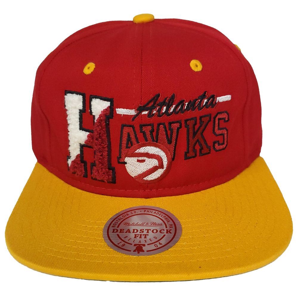 Atlanta Hawks Mitchell & Ness NBA Snapback Hat Cap 3D Logo Chenille H Red NWT